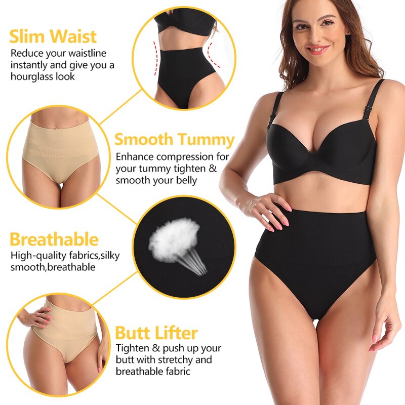 Stringi Women High Waist Thongs tummy control Underwear butt lifter Sexy lingerie body shaper butt enhancer panty booty lifter