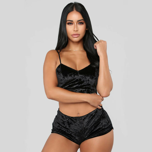 European and American Sexy Lingerie Hot Sale Sexy V-neck Slim Underwear Multicolor Two-piece Suit