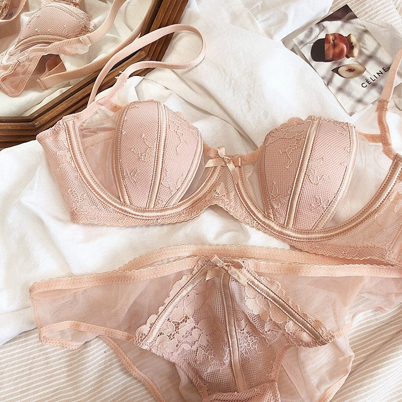French Style Sexy Lace Lingerie Ultra-thin Bra Big Chest Small Anti-SAG Bra