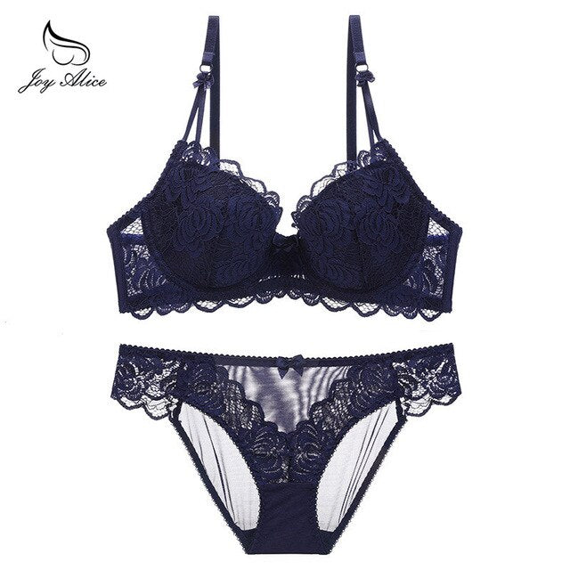 Womens Lace Bra Brief Sets Seamless Push up Bras White Black Sexy Lingerie Gathering france bras Plus size Cup