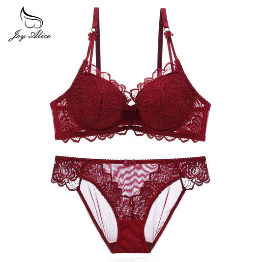 Womens Lace Bra Brief Sets Seamless Push up Bras White Black Sexy Lingerie Gathering france bras Plus size Cup