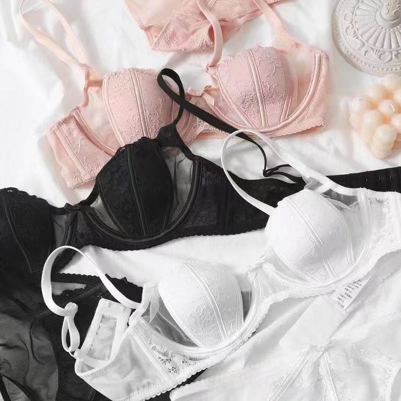 French Style Sexy Lace Lingerie Ultra-thin Bra Big Chest Small Anti-SAG Bra